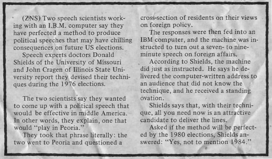 1977 IBM computer-generated political speech