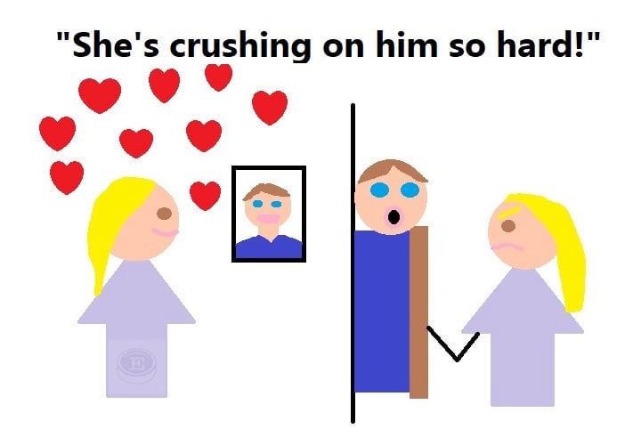 Crush - woman infatuated and literally crushing someone